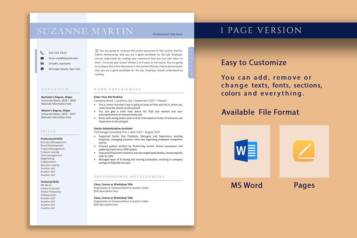 Clean Professional Resume Template, a Resume Template by VictoriousVita (Photo 2 of 8)