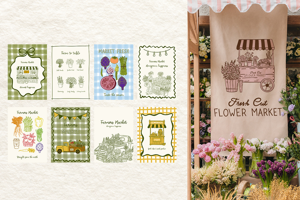 Farmers Market Clipart Naive Vector, a Food Illustration by SunnJaneArt (Photo 9 of 18)