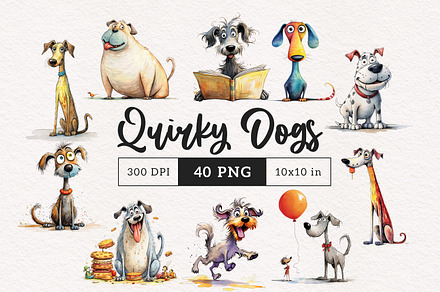 Quirky Dog Clipart Bundle, an Animal Illustration by PaintPixelCo
