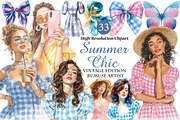 Watercolor Summer Chic Clipart, an Illustration by DreamArtGraphic (Thumbnail 1 of 4)
