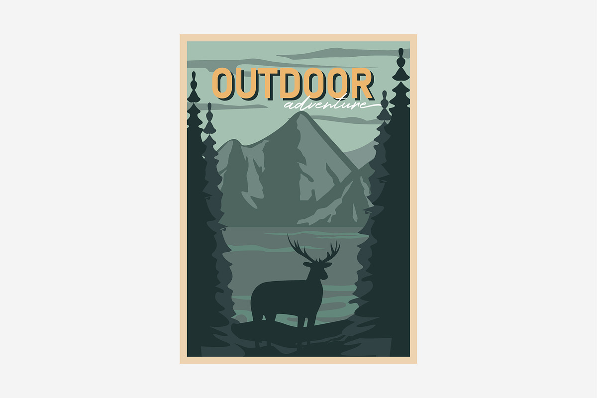 adventure poster vintage with view, a Poster Template by Pyruos ID