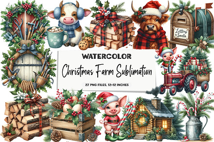 Christmas Farm Sublimation Clipart