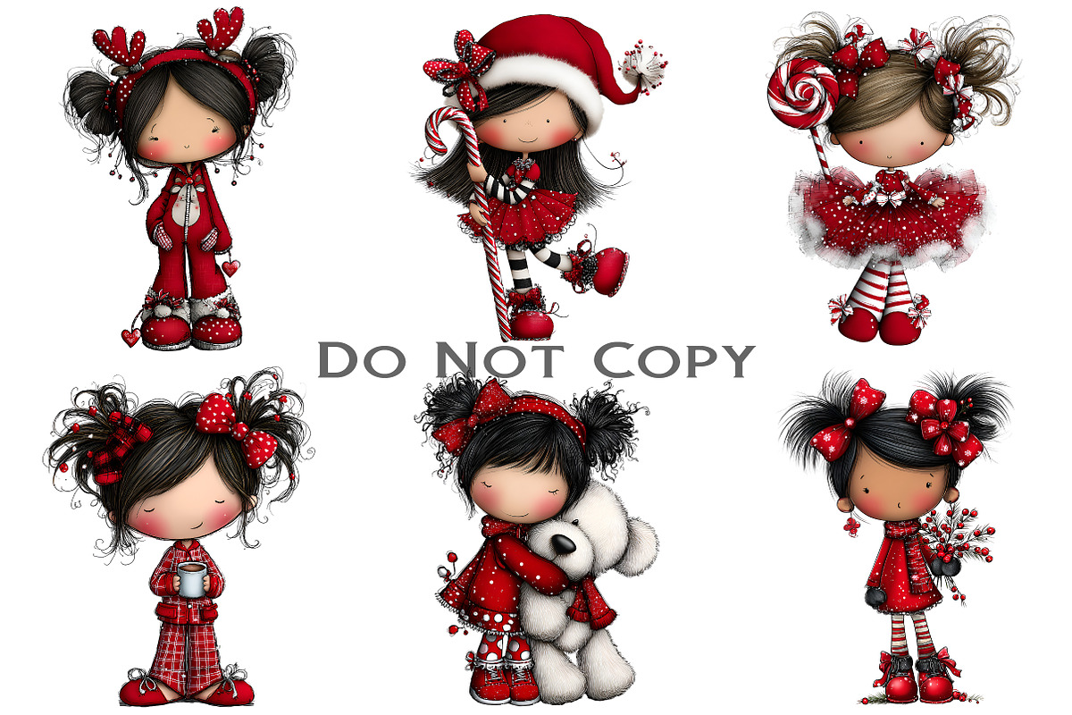 Quirky Christmas Girl Clipart, an Illustration by Craft Nest (Photo 5 of 8)
