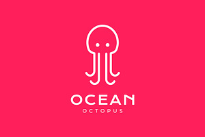 octopus or jellyfish line style logo, a Branding & Logo Template by devastd