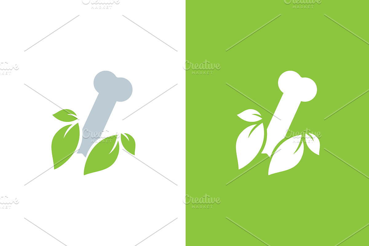 Human bone and leaf logo combination, an Illustration by GraphiShop