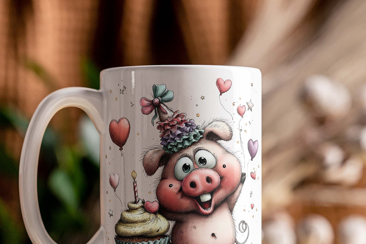 Funny Birthday Pig Clipart Cartoon, a Graphic by one-touch (Photo 2 of 15)