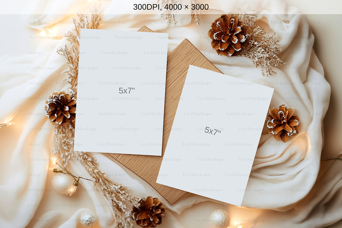 Double Christmas Card Mockup, a Product Mockup by TatiMockup (Photo 2 of 4)