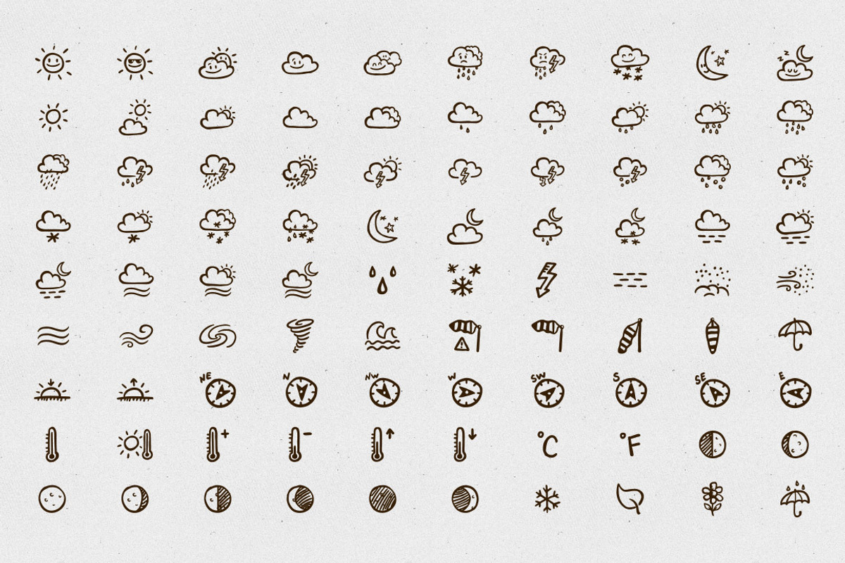 Sunny Icons: 90 weather icons, an Icon by Hand-Drawn Goods (Photo 2 of 2)