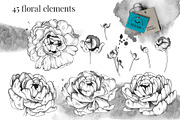 Black Ink Flowers and Watercolor, an Illustration by WBS Design (Thumbnail 13 of 26)