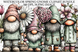Watercolor Spring Gnome Clipart PNG, an Illustration by Canvas Craft