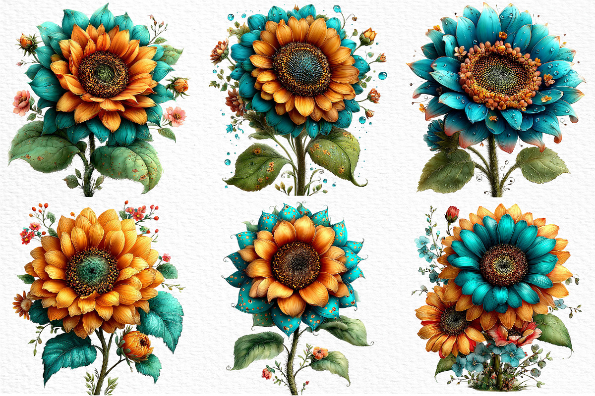 Whimsical Spring Sunflower Clipart, an Illustration by Craft Nest (Photo 4 of 11)
