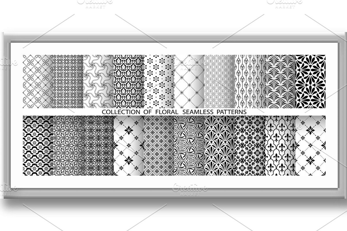Geometric floral set patterns, a Pattern Graphic by RODINA (Photo 3 of 3)