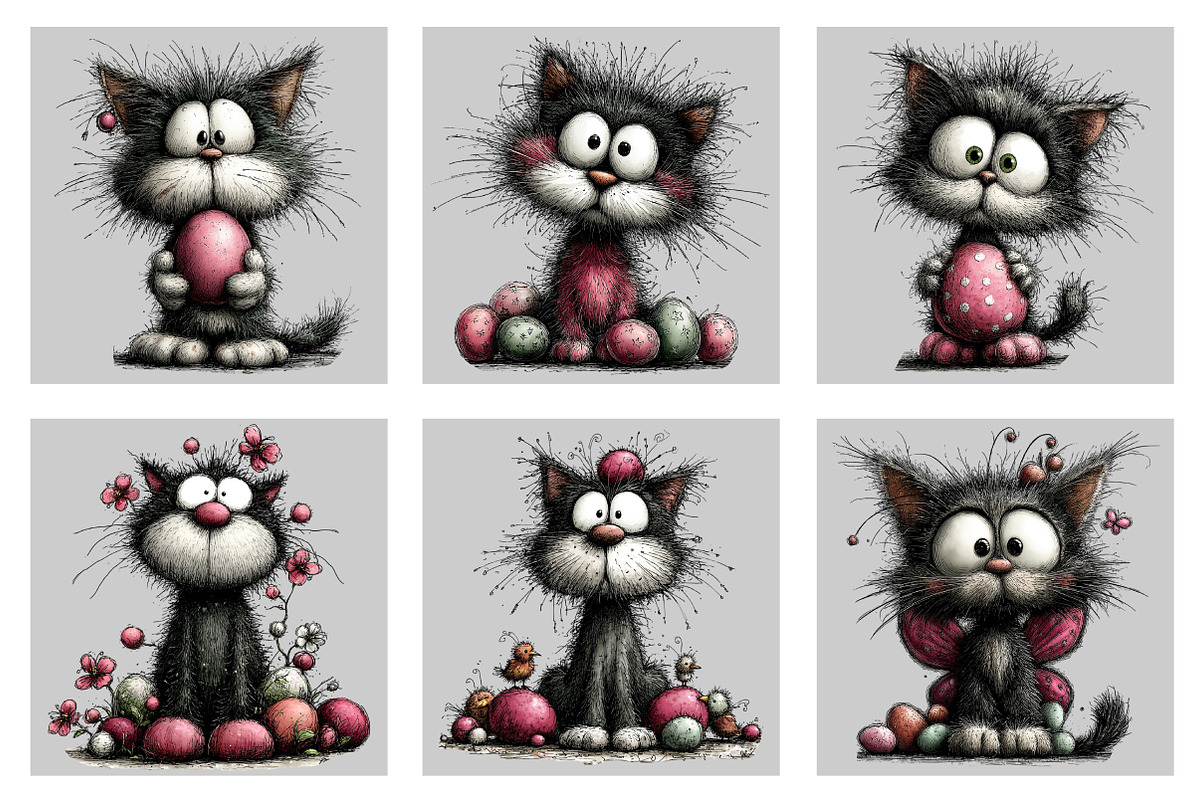 Whimsical Easter Cat Clipart, an Illustration by Black Bird Studio (Photo 5 of 5)