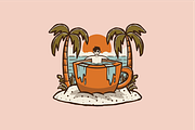 Man in a giant coffee cup, an Illustration by nomlimo.com (Thumbnail 1 of 2)