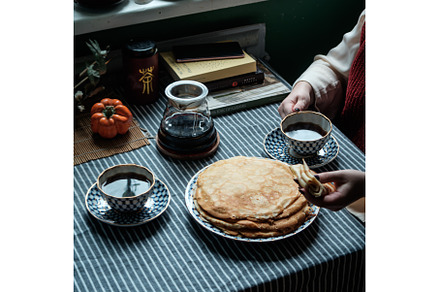 A Cozy Breakfast Table beautifully, a Food & Drink Photo by Media Whale Stock