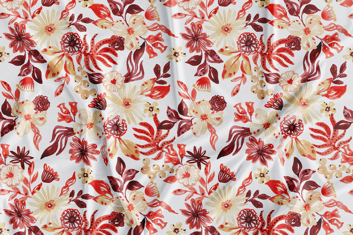 Watercolor Autumn Floral Pattern, a Pattern Graphic by SirenaArt (Photo 4 of 12)