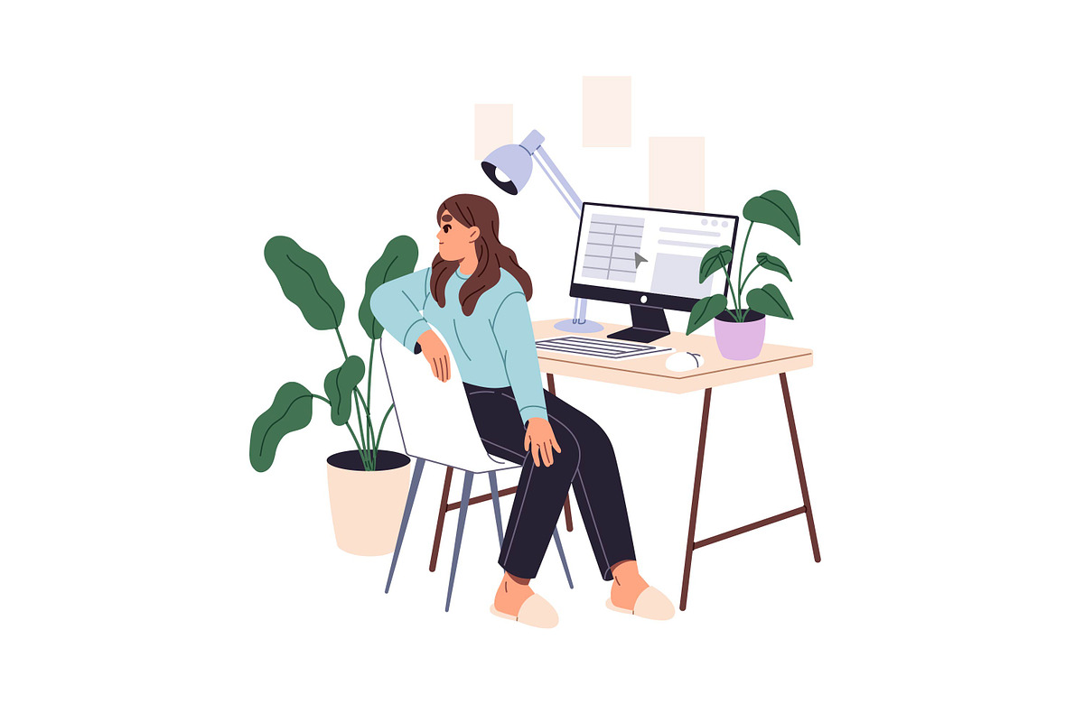 People do exercises at work desk set, a Work Illustration by PaperTrident (Photo 2 of 9)