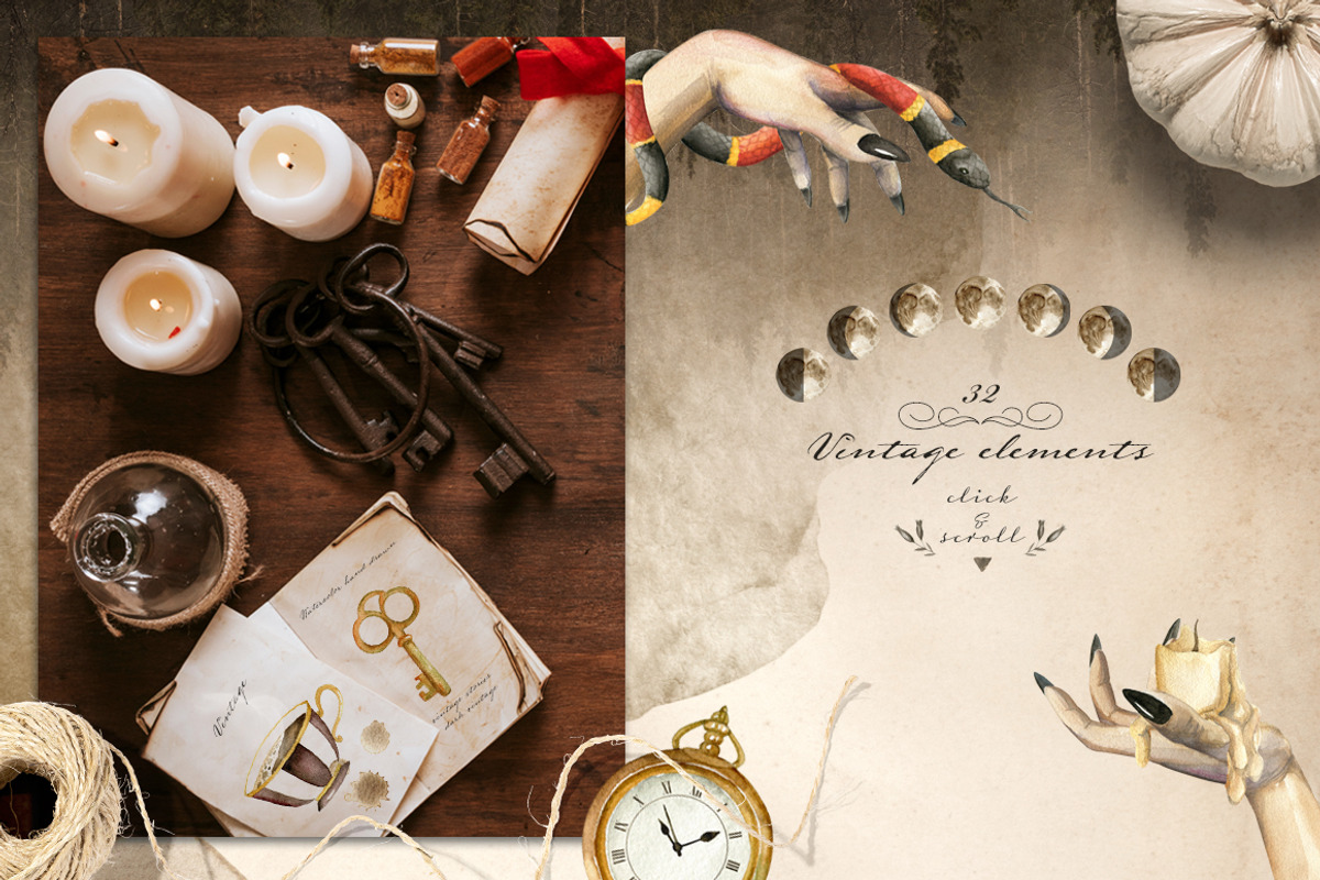 Dark vintage. Watercolor autumn set, an Object Graphic by JuliaBadeeva (Photo 6 of 12)