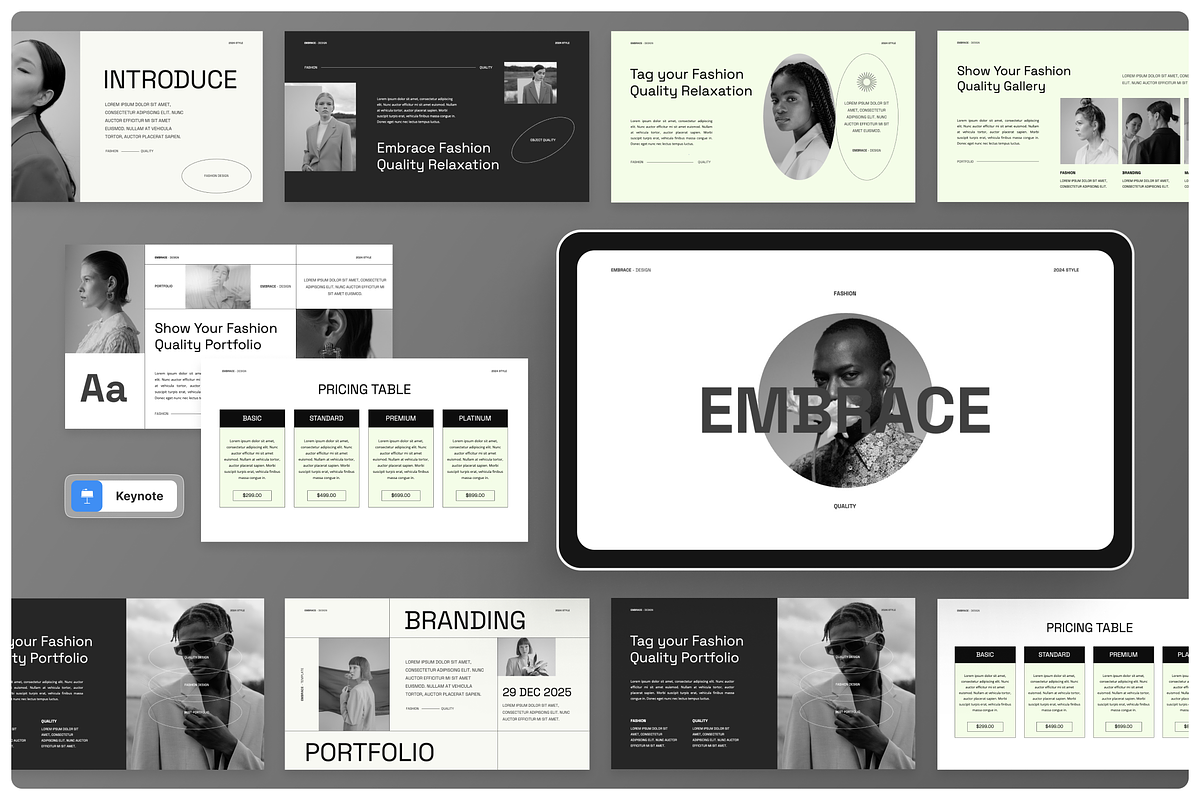 Embrace - Fashion Brand Keynote, a Presentation Template by Annora Studio (Photo 1 of 5)