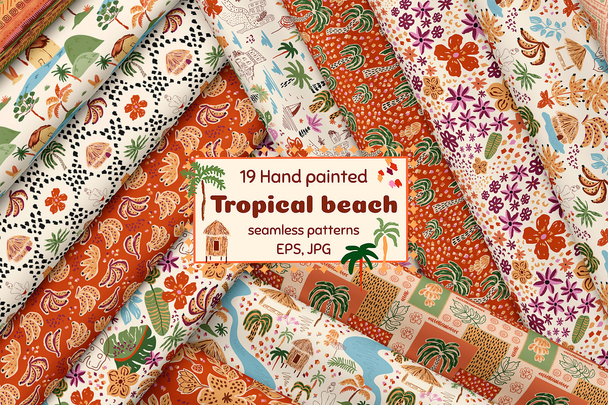 Hand drawn tropical floral patterns, a Pattern Graphic by Tani Kuzminka (Photo 4 of 22)
