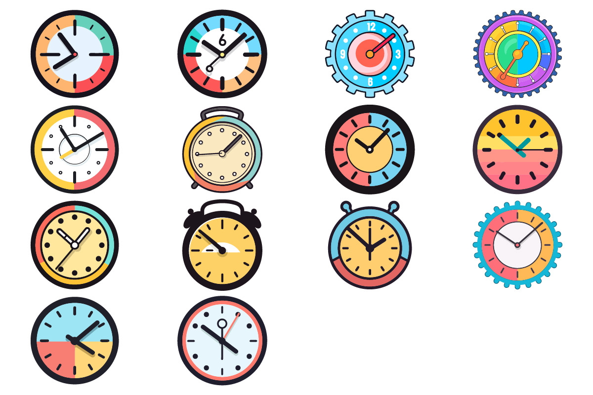 Clock icon in flat style, an Object Illustration by Unique Design Team