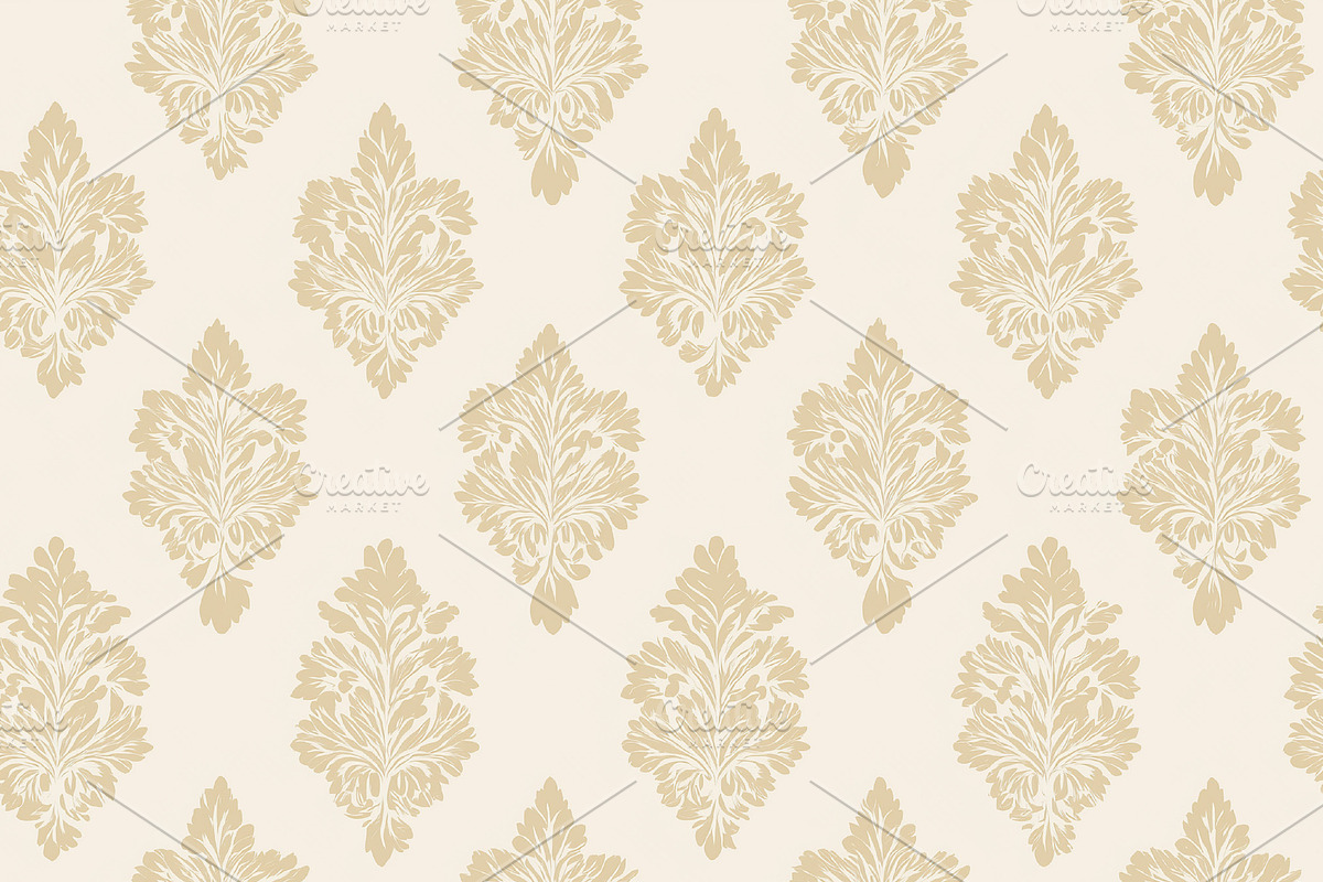 Seamless pattern damask pattern repeating on a light beige backg, a Pattern Graphic by Studio ANNA