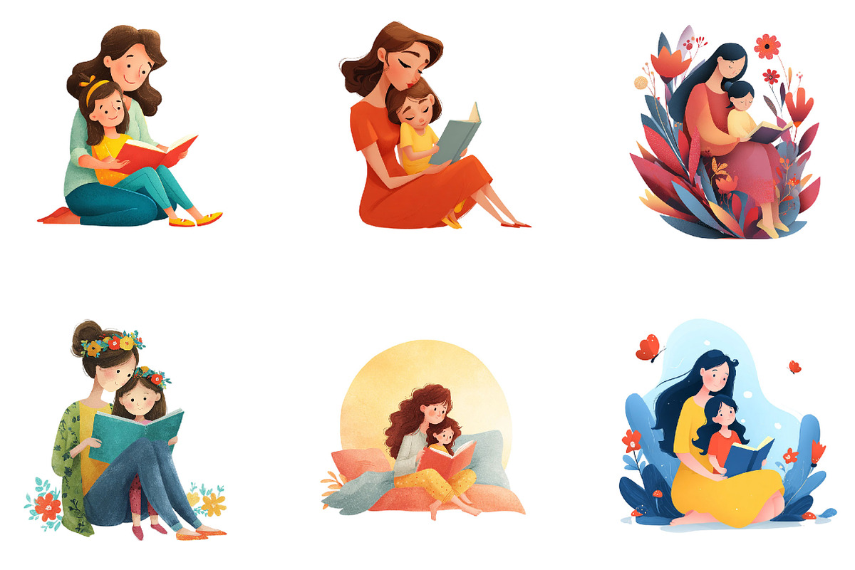 Reading with Mom Mothers Day Clipart, an Illustration by Designking (Photo 3 of 5)
