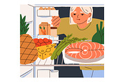 People look for food in fridge set, a Food Illustration by Good Studio (Thumbnail 6 of 7)