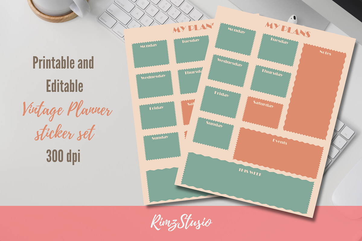 Vintage Weekly Planner, a Graphic by RimzStudio (Photo 1 of 4)