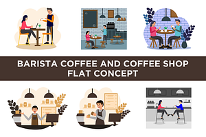 Barista Coffee Shop Flat Concept