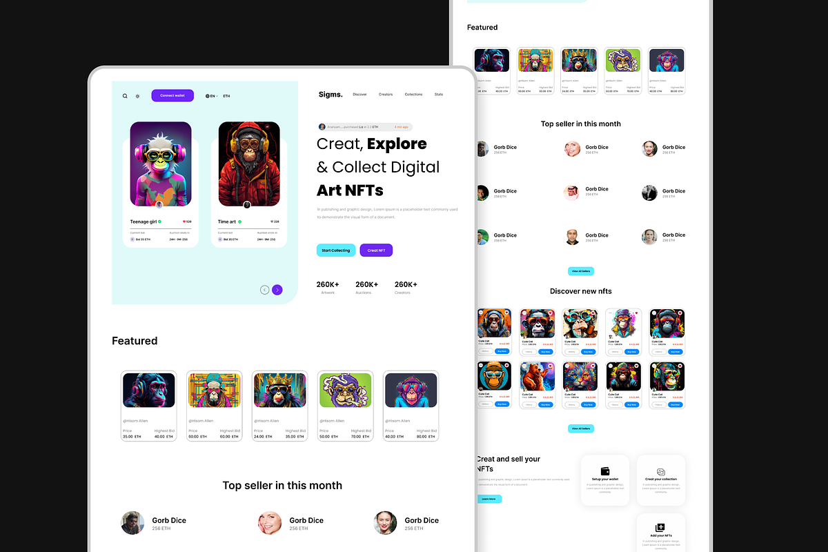 Sigms - NFT Website Landing Page, an UI Kit Template by Hammad Arif