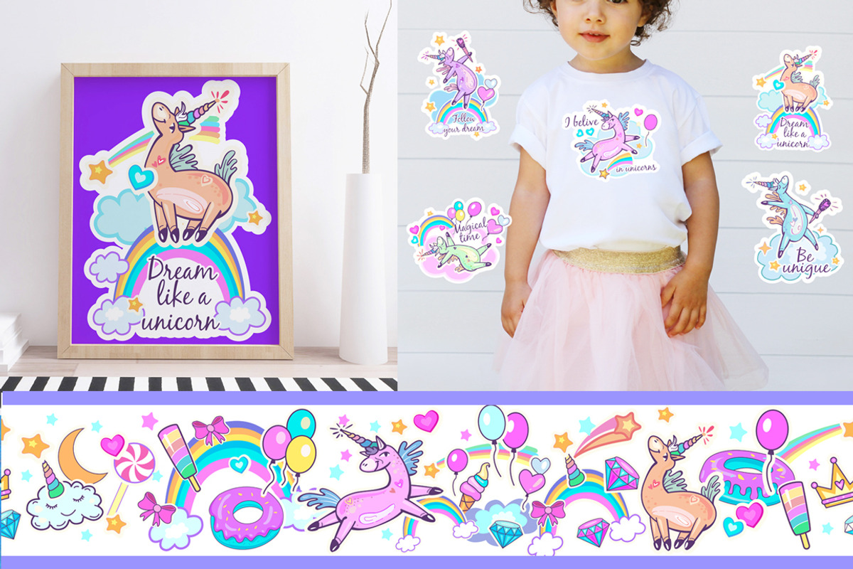 Cute Unicorns Clipart, a Pattern Graphic by ViktoriaARTprint (Photo 3 of 13)