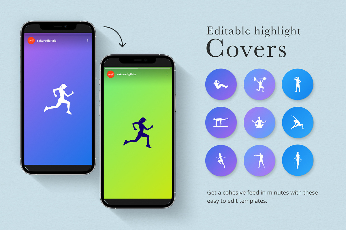 Fitness Instagram Templates Canva, a Social Media Template by Sakura Digitals (Photo 5 of 5)