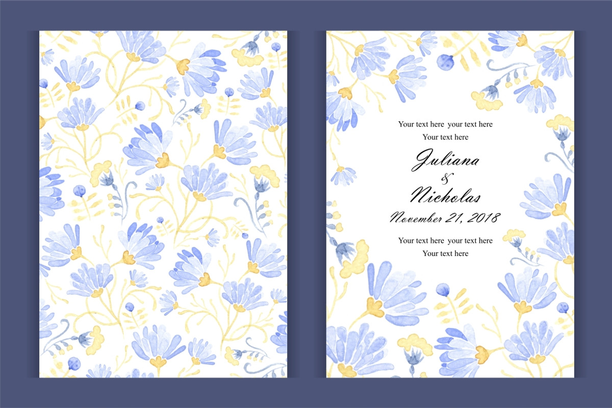 Watercolor wedding invitation set, a Card Template by NataLito (Photo 2 of 4)