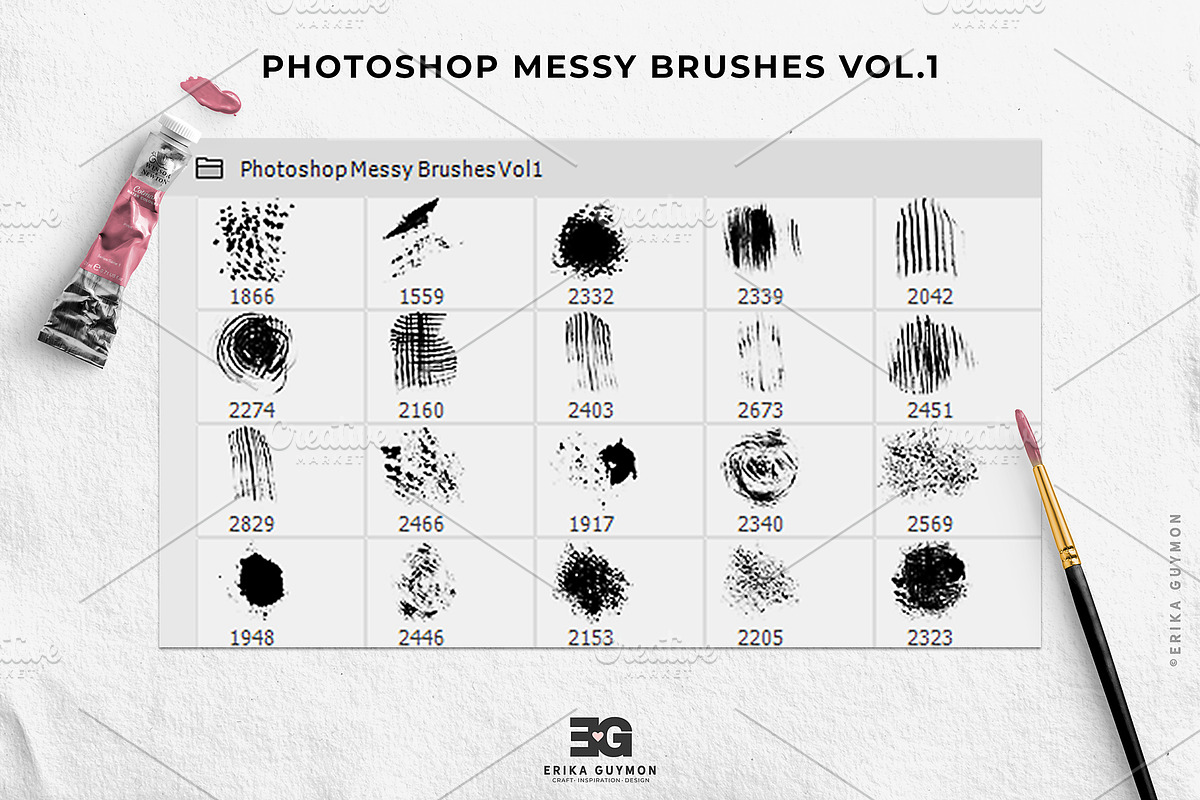 Photoshop Messy Brushes Vol1, a Brush Add-On by Erika Guymon (Photo 3 of 8)