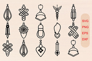 Nurse Earrings Laser Cut SVG Bundle, an Object Graphic by jannatulpakhi