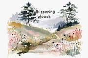 watercolor forest landscape clipart, a Decorative Illustration by Patishop Art (Thumbnail 2 of 8)