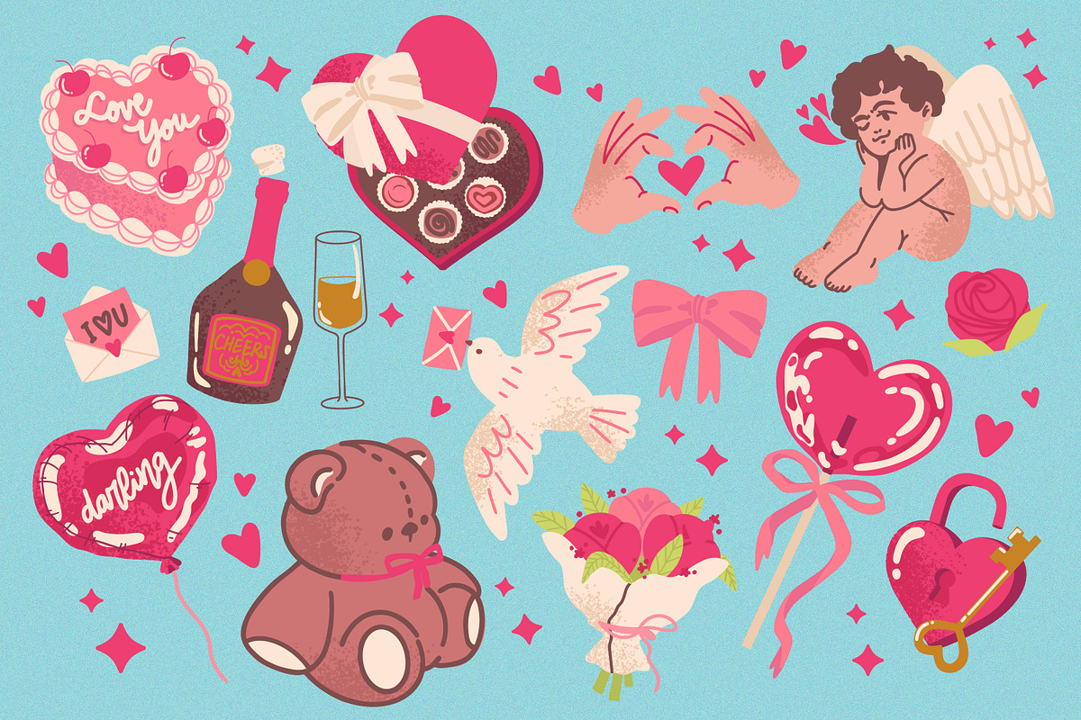 Valentine's Vector Elements, a Seasonal Illustration by tomatstudio