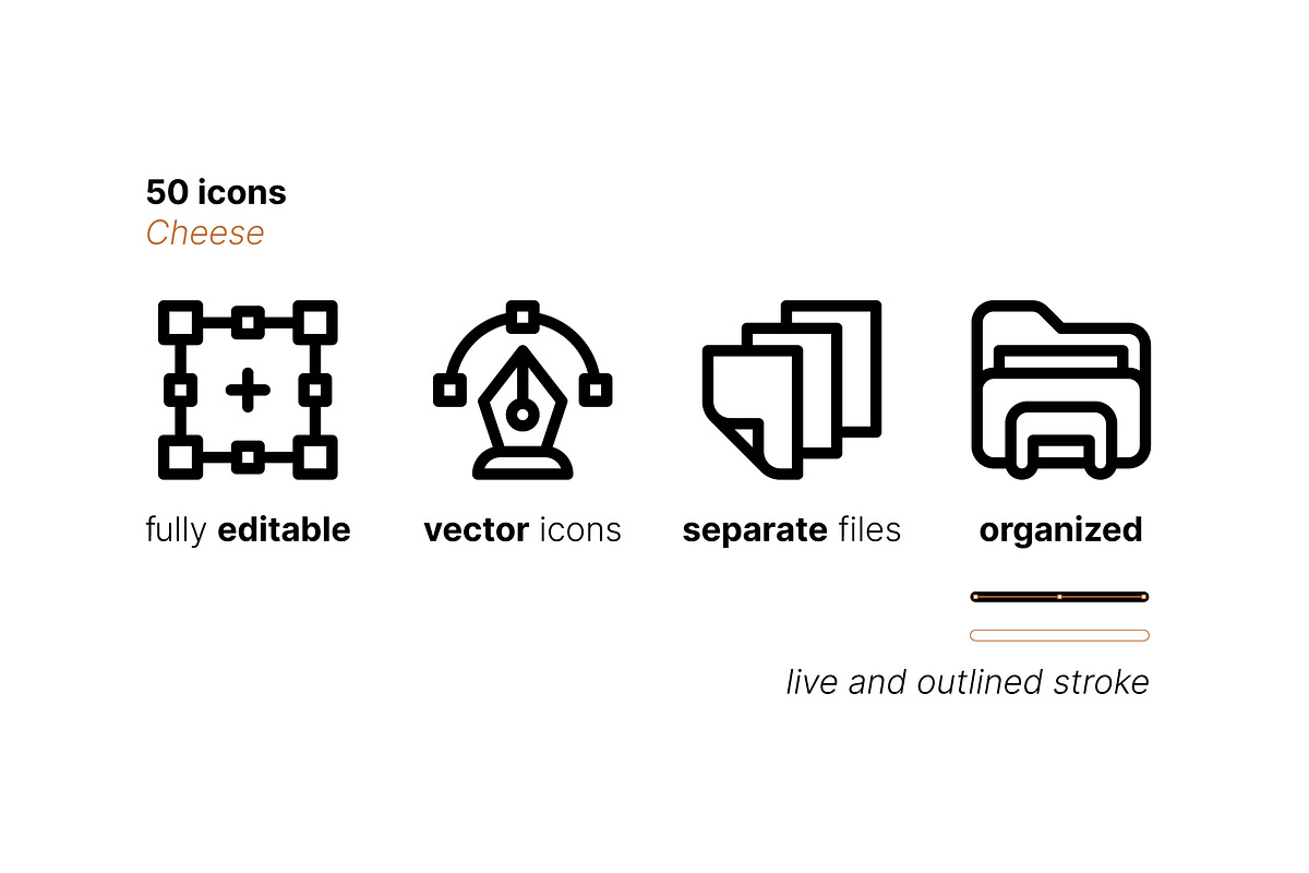 50 Cheese Icons, an Outline Icon by Side Project (Photo 4 of 8)