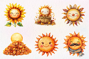 Cute Autumn Sun Clipart, an Illustration by CreationArt (Thumbnail 8 of 9)