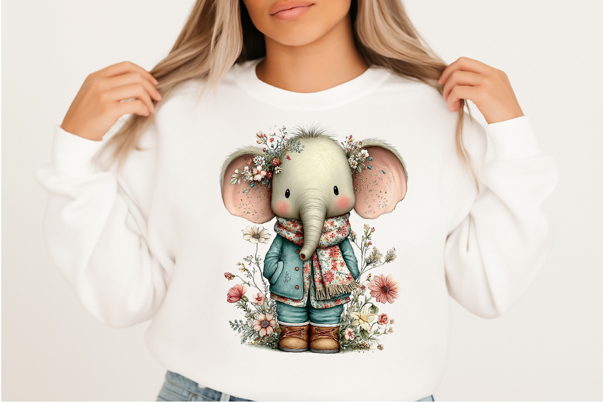 Baby Elephant in Spring Clipart Png, an Illustration by Craft Nest (Photo 7 of 11)