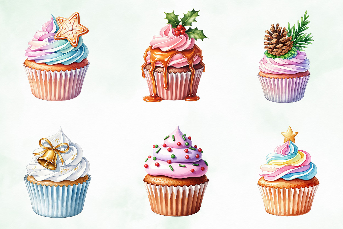 Christmas Cupcake Sublimation Bundle, an Illustration by Creative Art (Photo 2 of 9)