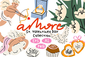 Amore. Valentine's Day Clipart, a Decorative Illustration by Luamor