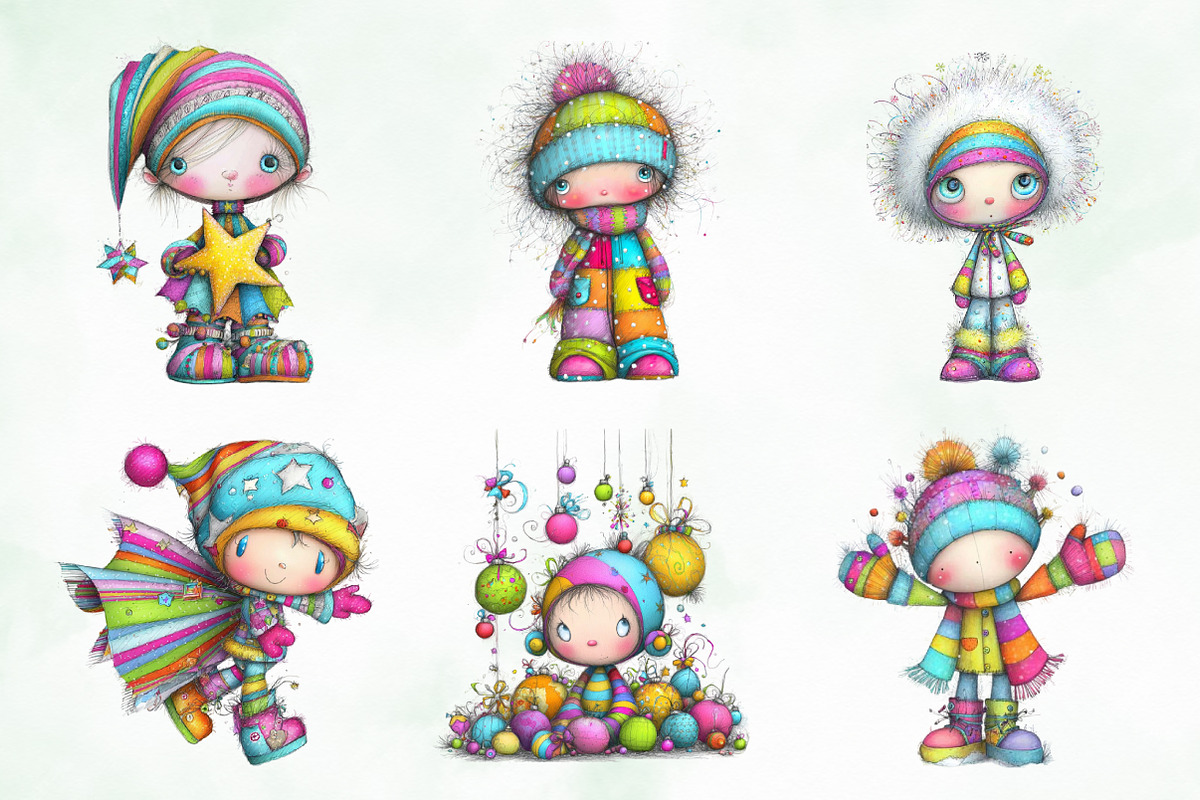 Whimsical Christmas Baby Kid Clipart, an Illustration by Creative Art (Photo 6 of 11)