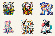 Retro Christmas Dog Clipart, an Illustration by DreamCafeArt (Thumbnail 2 of 6)