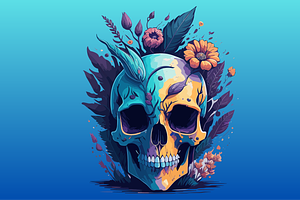 50 Floral Dead Skull Illustrations