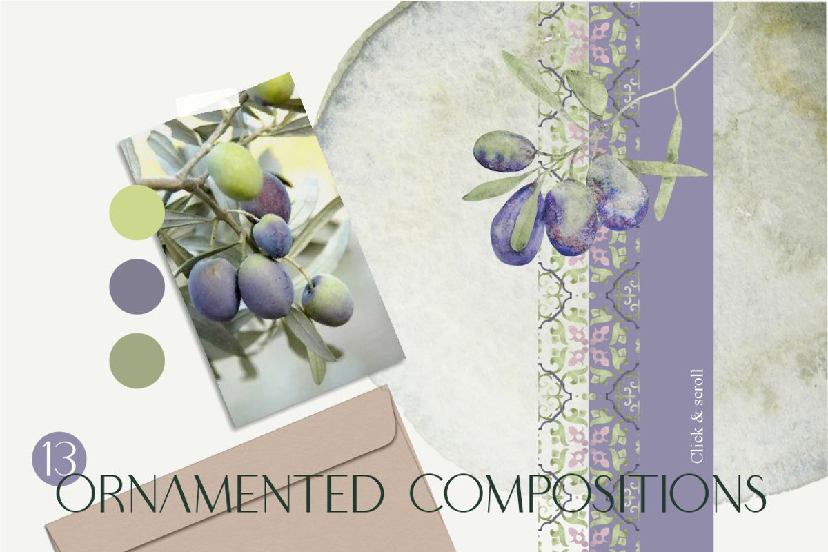 OLIVE - watercolor set, an Object Graphic by Collection by VY (Photo 8 of 14)