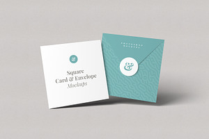 Square Card And Envelope Mockups