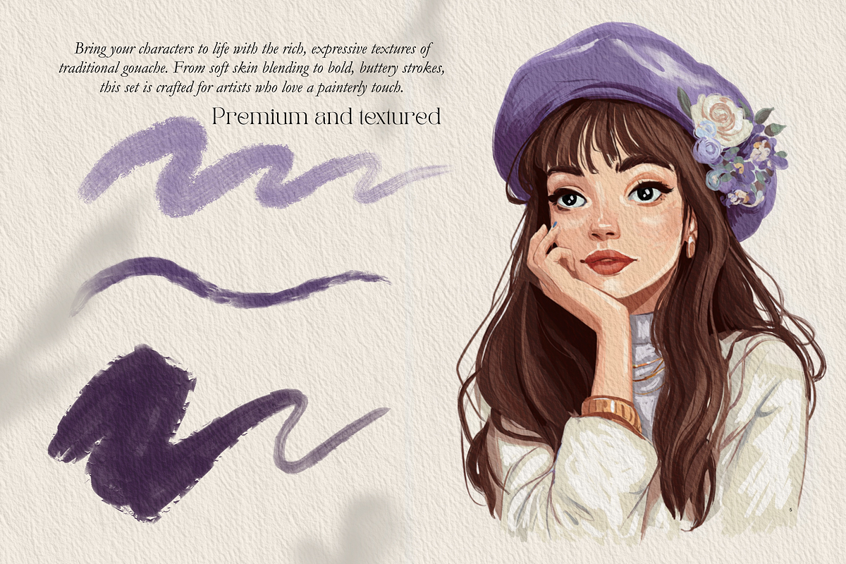 Premium Gouache Brushes Procreate, a Brush Add-On by ArtstudioByKhushbu (Photo 6 of 16)