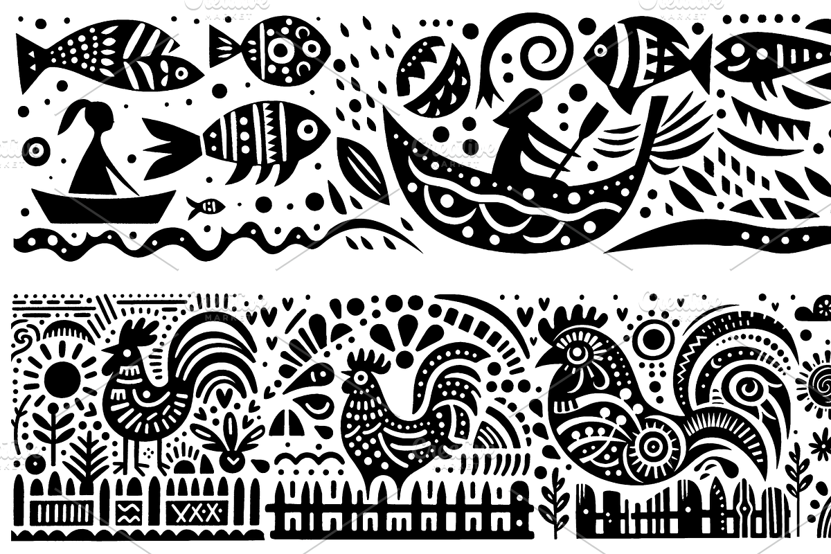 Vintage Flowers Folk Art, a Decorative Illustration by devastd (Photo 11 of 28)